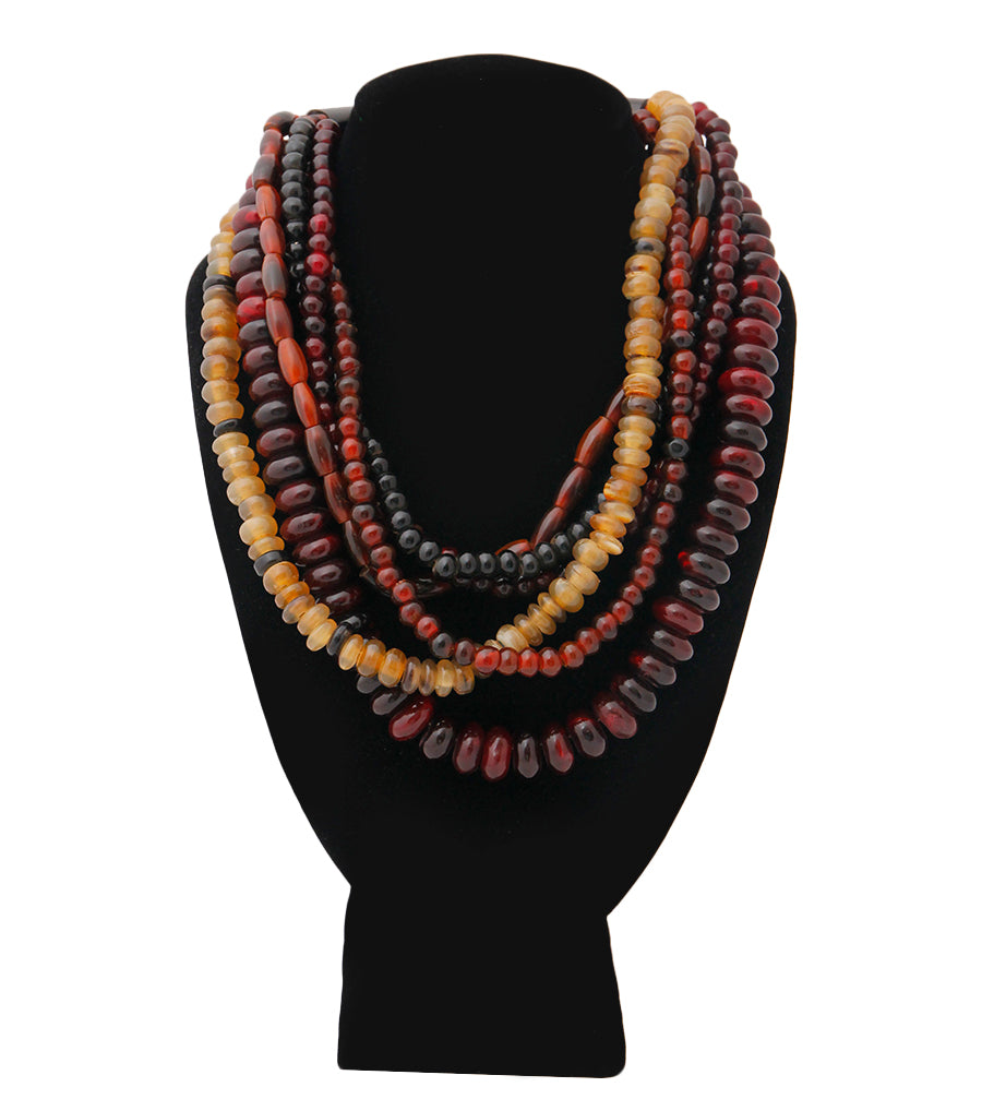 Graduated Multi Bead Buffalo Necklace