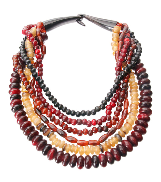 Graduated Multi Bead Buffalo Necklace