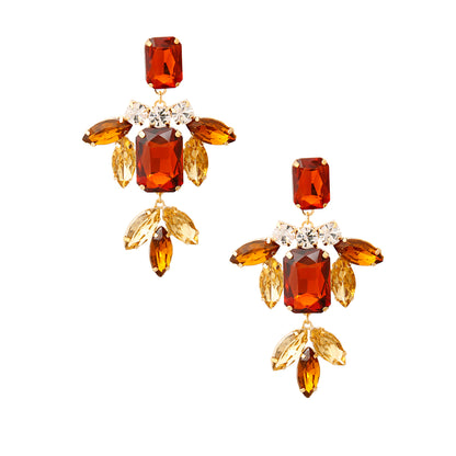 Brown Rhinestone Drop Earrings