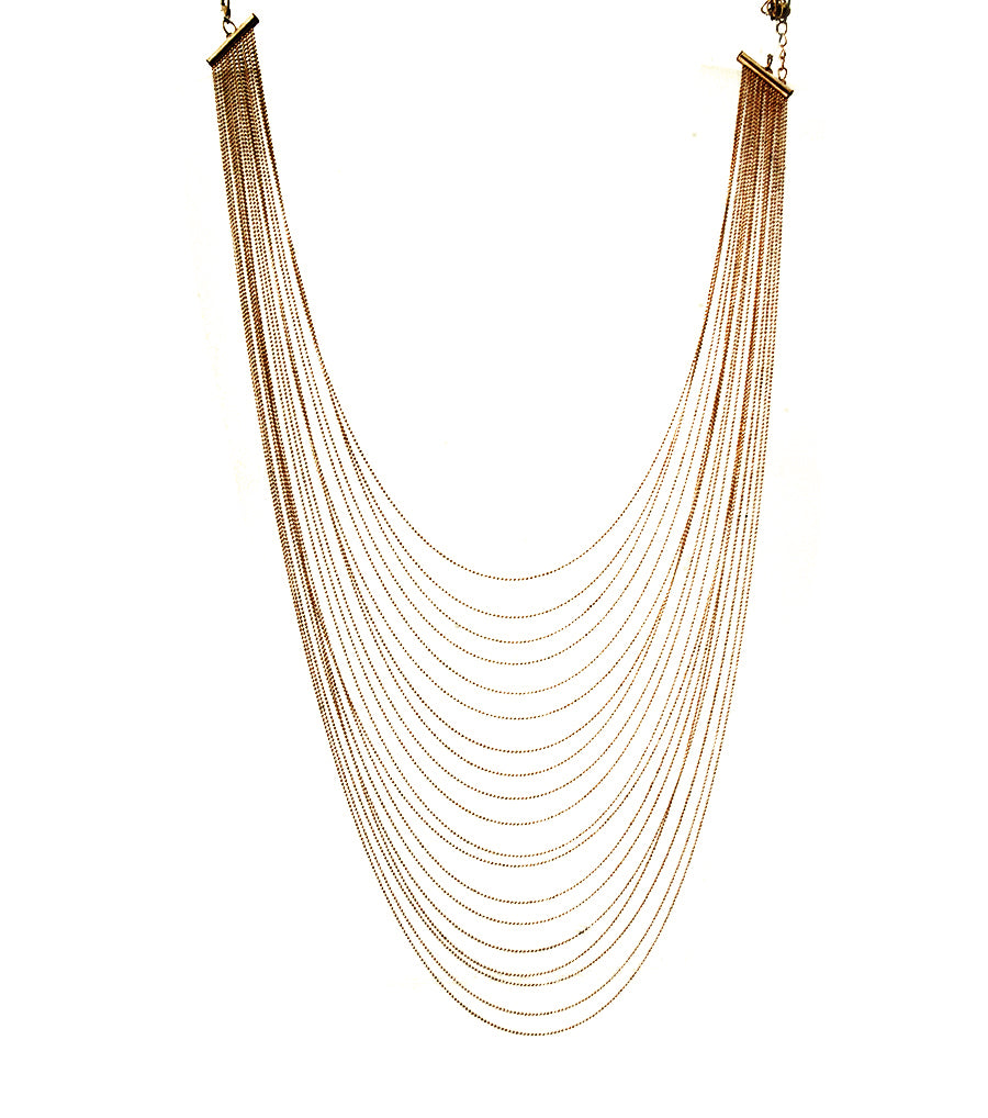 Long Multi Strand  Layered Gold Chain Necklace Set