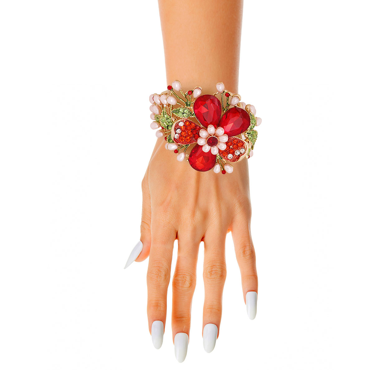 Red Crystal Flower Bracelet