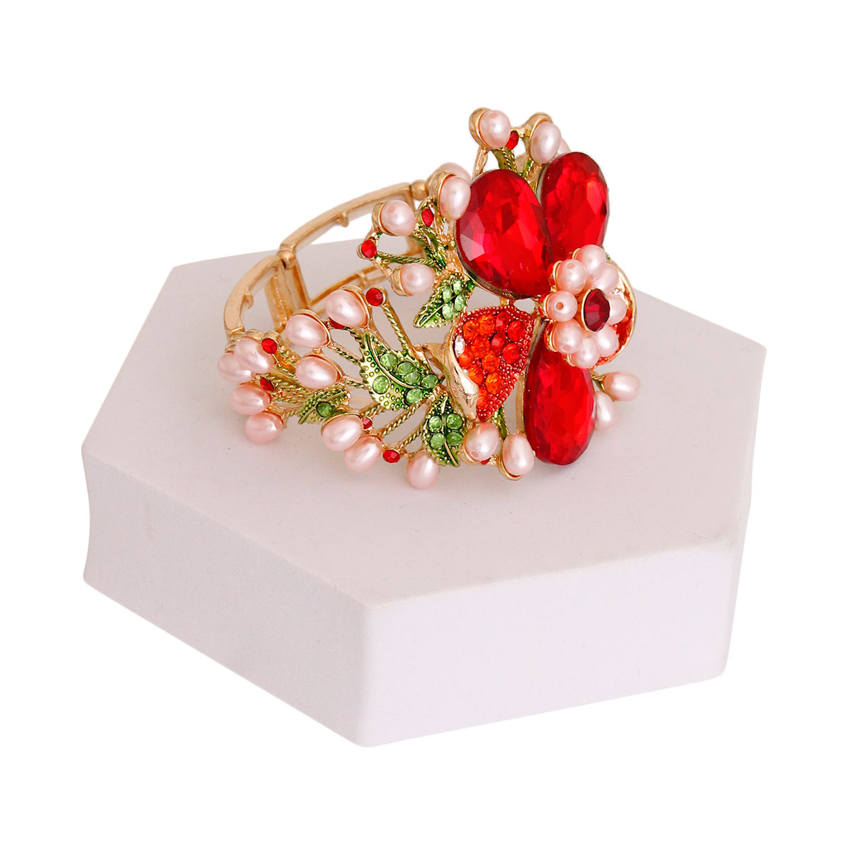 Red Crystal Flower Bracelet