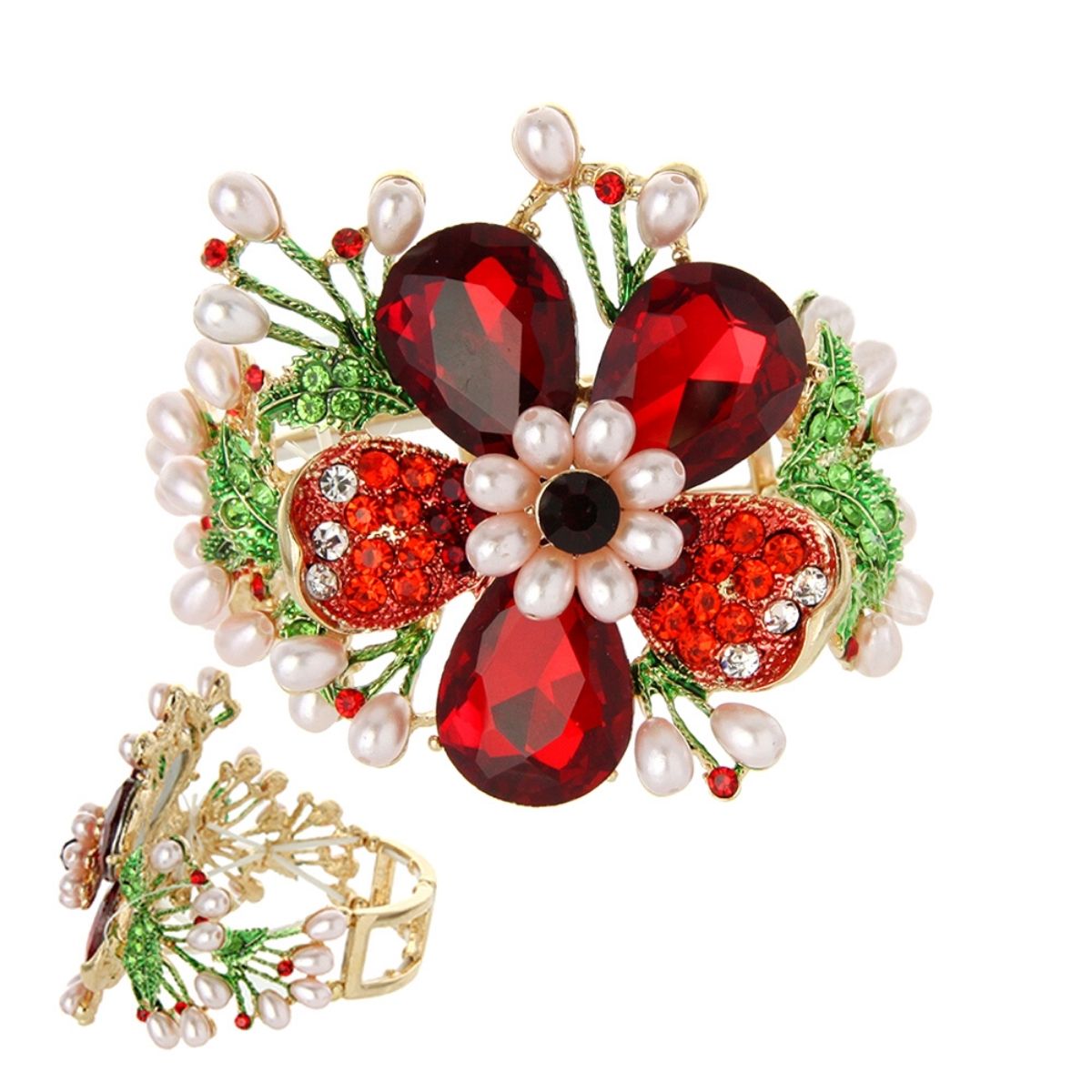 Red Crystal Flower Bracelet