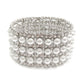 Silver Pearl and Stone 7 Row Bracelet