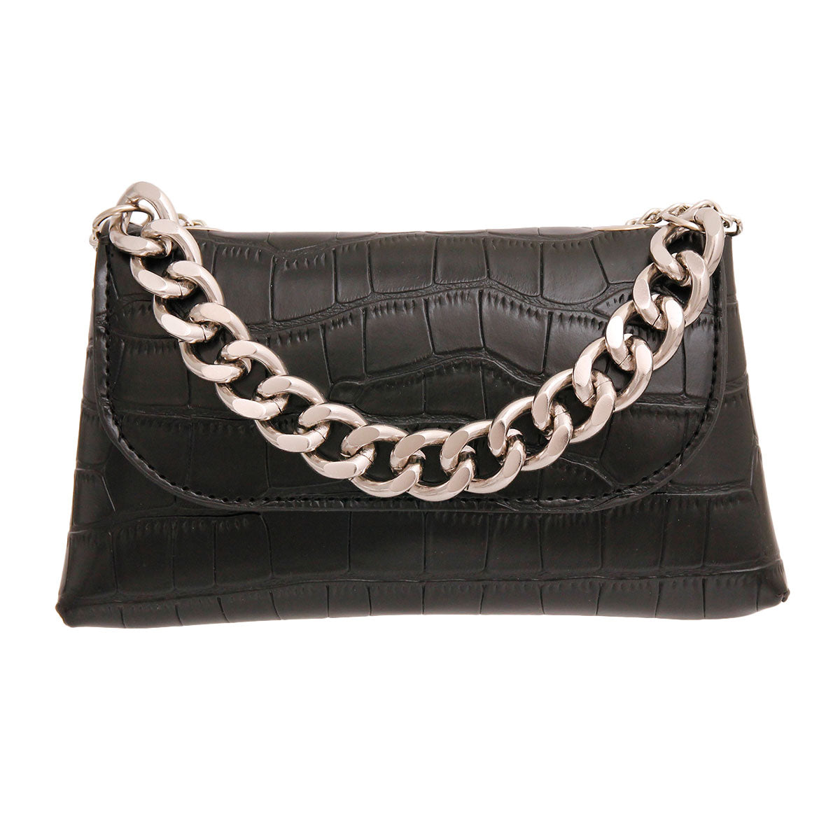 Convertible Black Croc Belt Bag