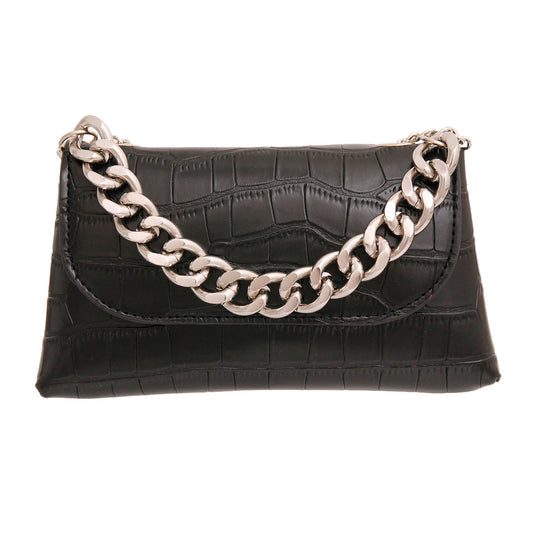Convertible Black Croc Belt Bag