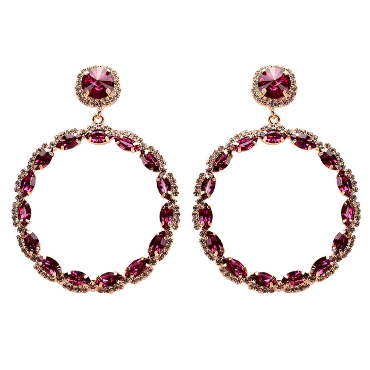 Elegant Purple Marquise Circle Earrings