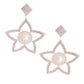 White Pearl and Stone Star Earrings
