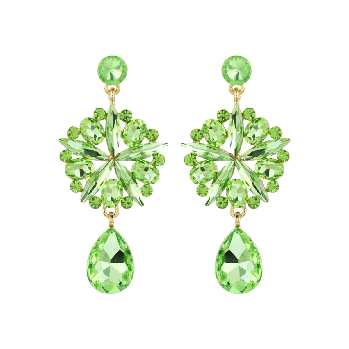 Lime Crystal Burst Earrings