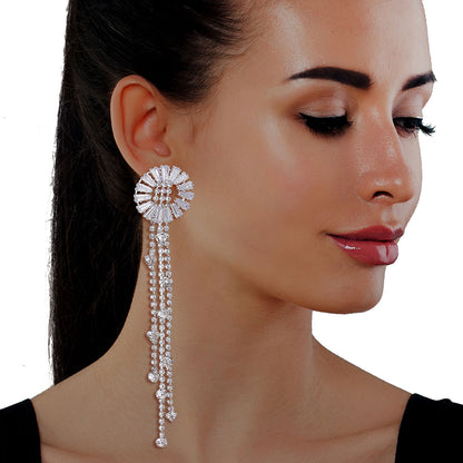 Cubic Zirconia Stone Fringe Earrings