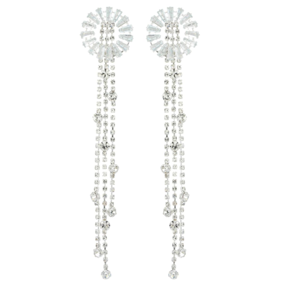 Cubic Zirconia Stone Fringe Earrings