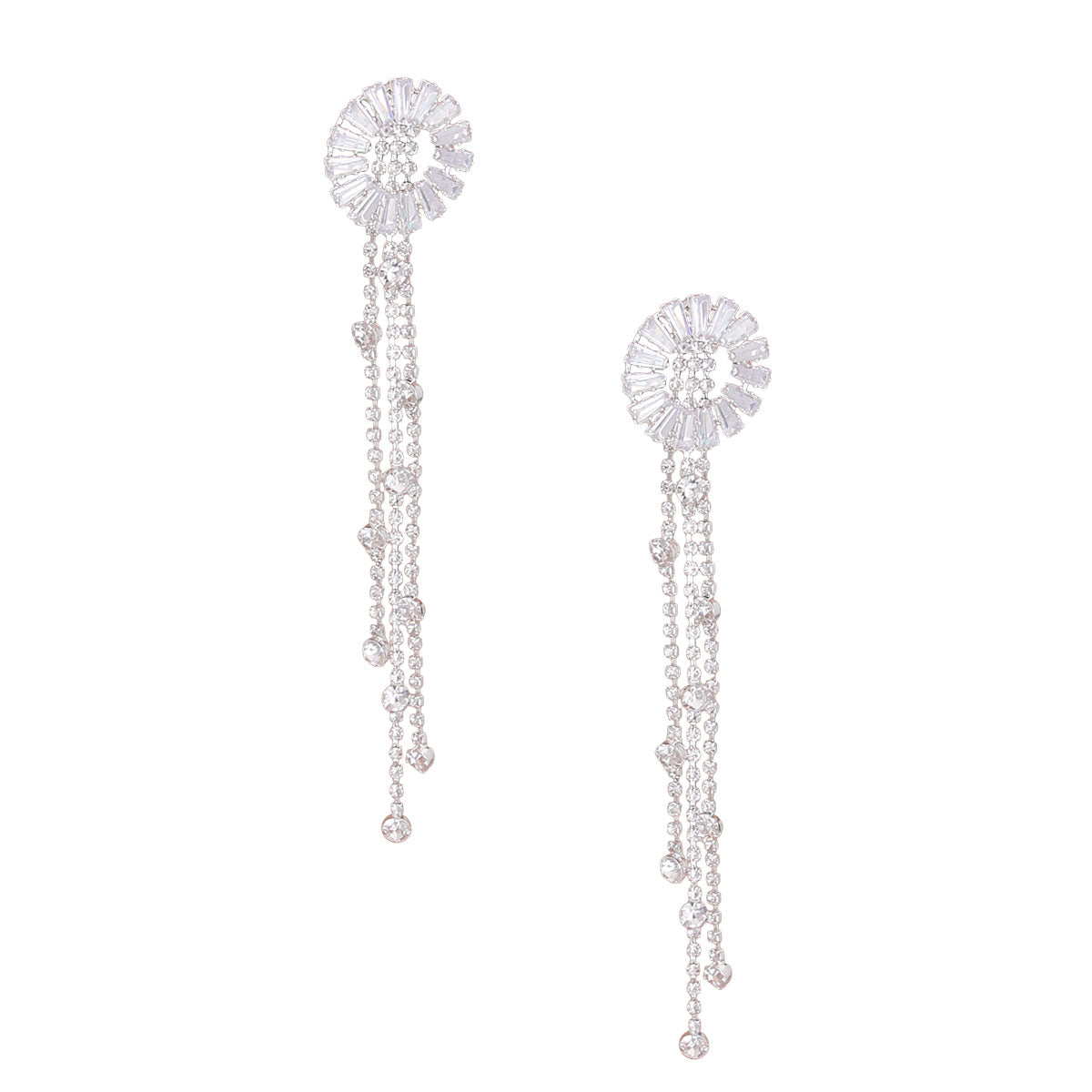 Cubic Zirconia Stone Fringe Earrings