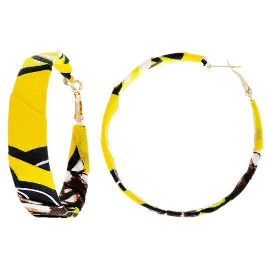 Yellow Afrocentric Fabric Hoops