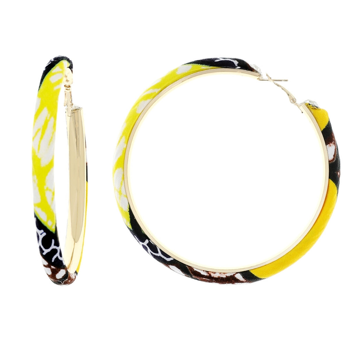 Yellow African Print Tube Hoops