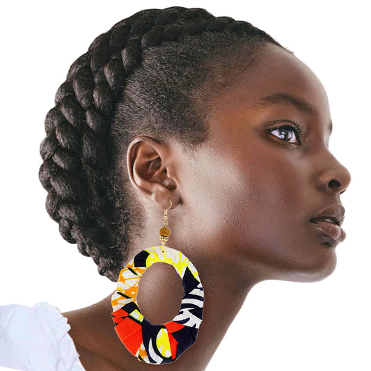 Orange Afrocentric Teardrop Earrings