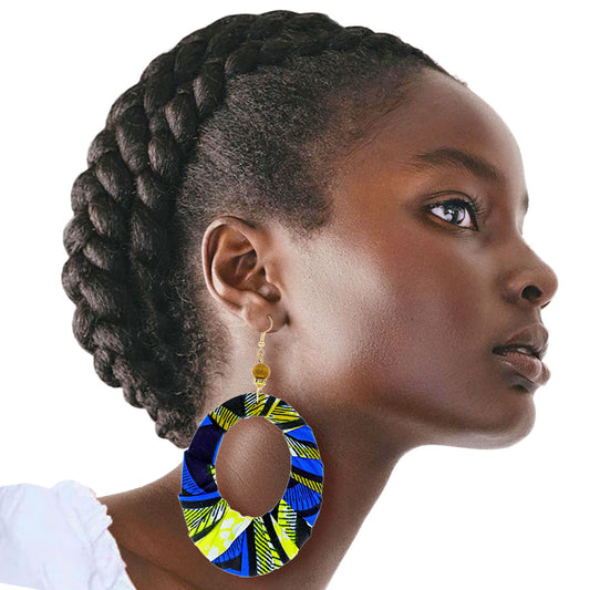 Royal Blue Afrocentric Teardrop Earrings