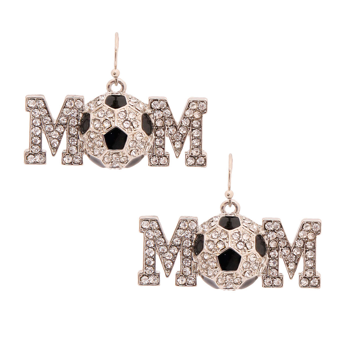 Silver Mom Soccer Earrings