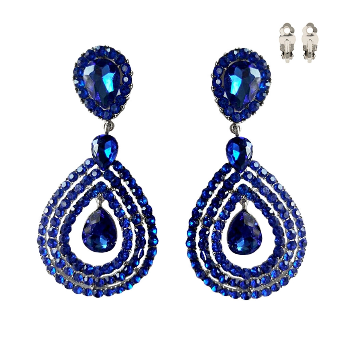 Royal Blue Teardrop Clip Ons