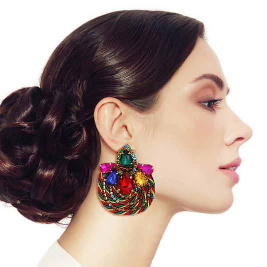 Multi Color Teardrop Round Woven Studs