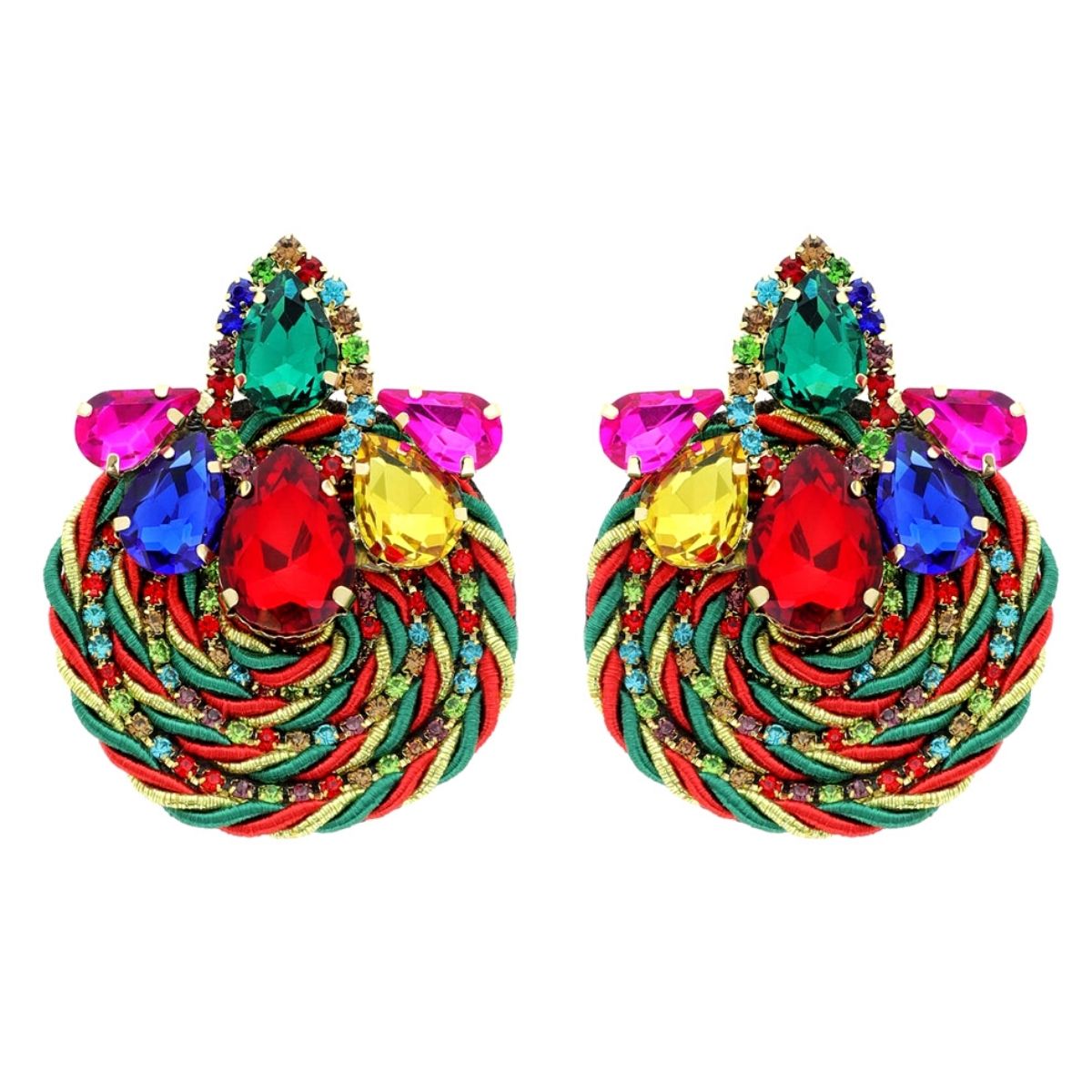 Multi Color Teardrop Round Woven Studs