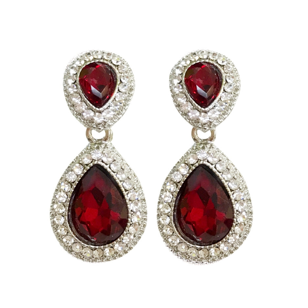 Red Dangle Teardrop Formal Earrings