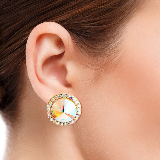Aurora Borealis Round Crystal Studs
