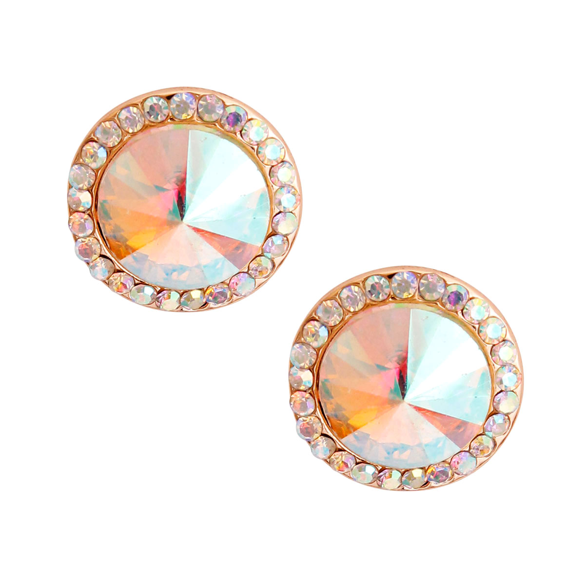 Aurora Borealis Round Crystal Studs
