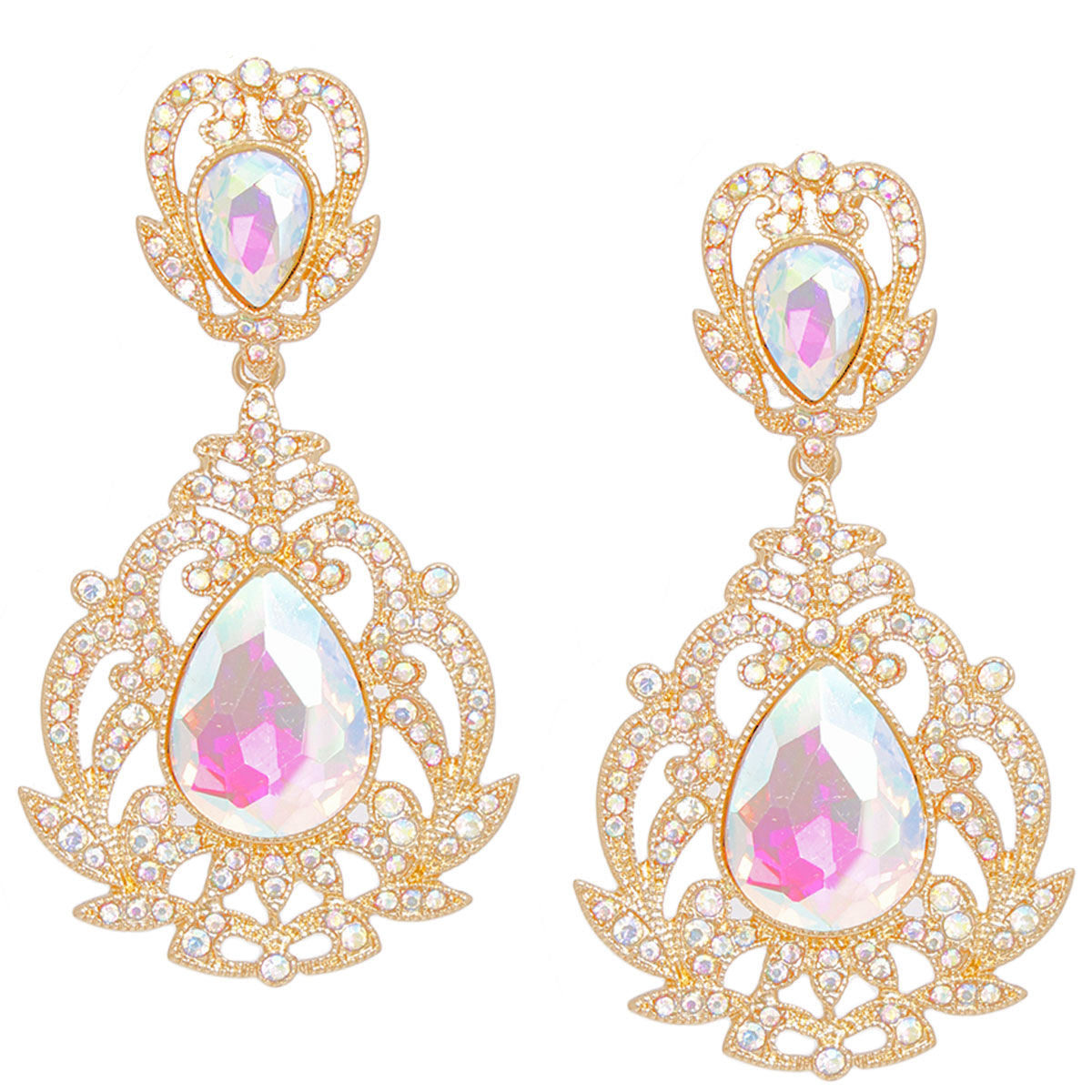 Clip On AURBO Large Crystal Earrings for Women