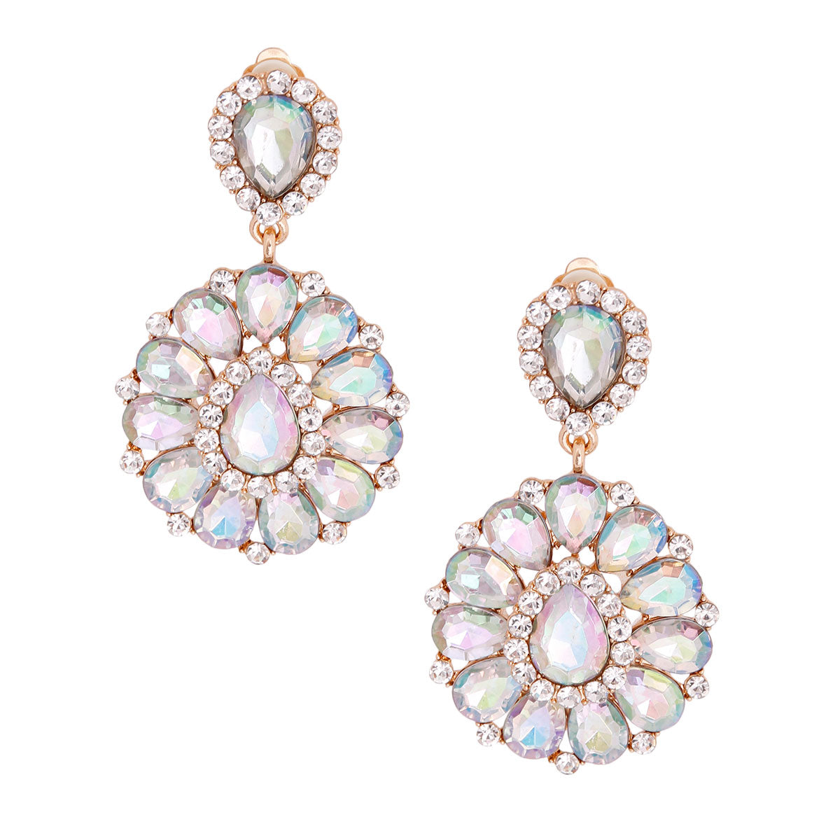 Aurora Borealis Teardrop Elegant Clip Ons