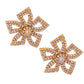 Gold Pave Stone Bow Studs