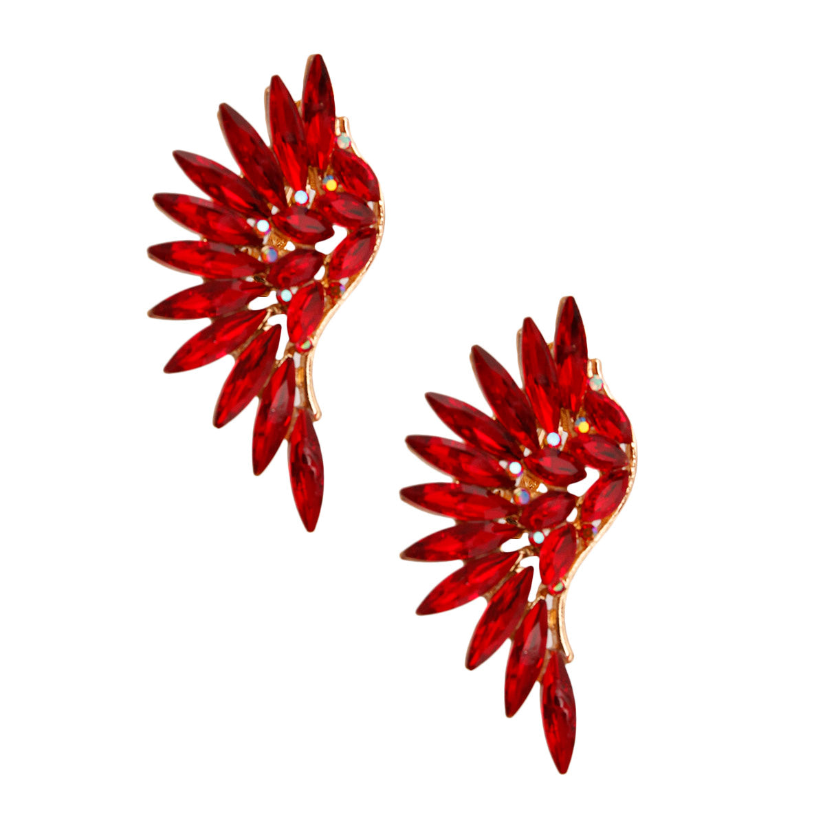 Rhinestone Wing Clip On Earrings