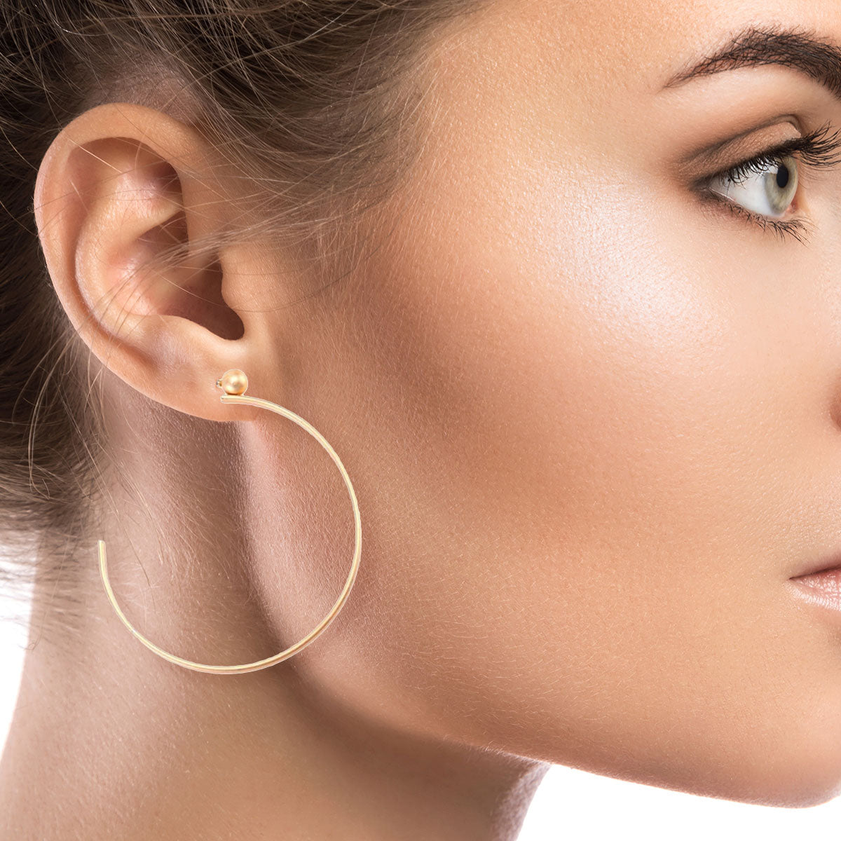 Matte Gold Ball Metal Hoops