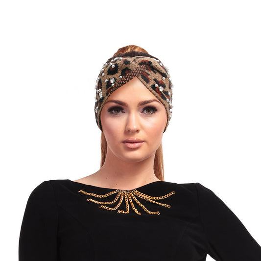 Dark Leopard Stud Headband