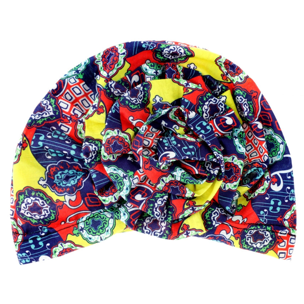 Navy African Print Flower Knot Turban