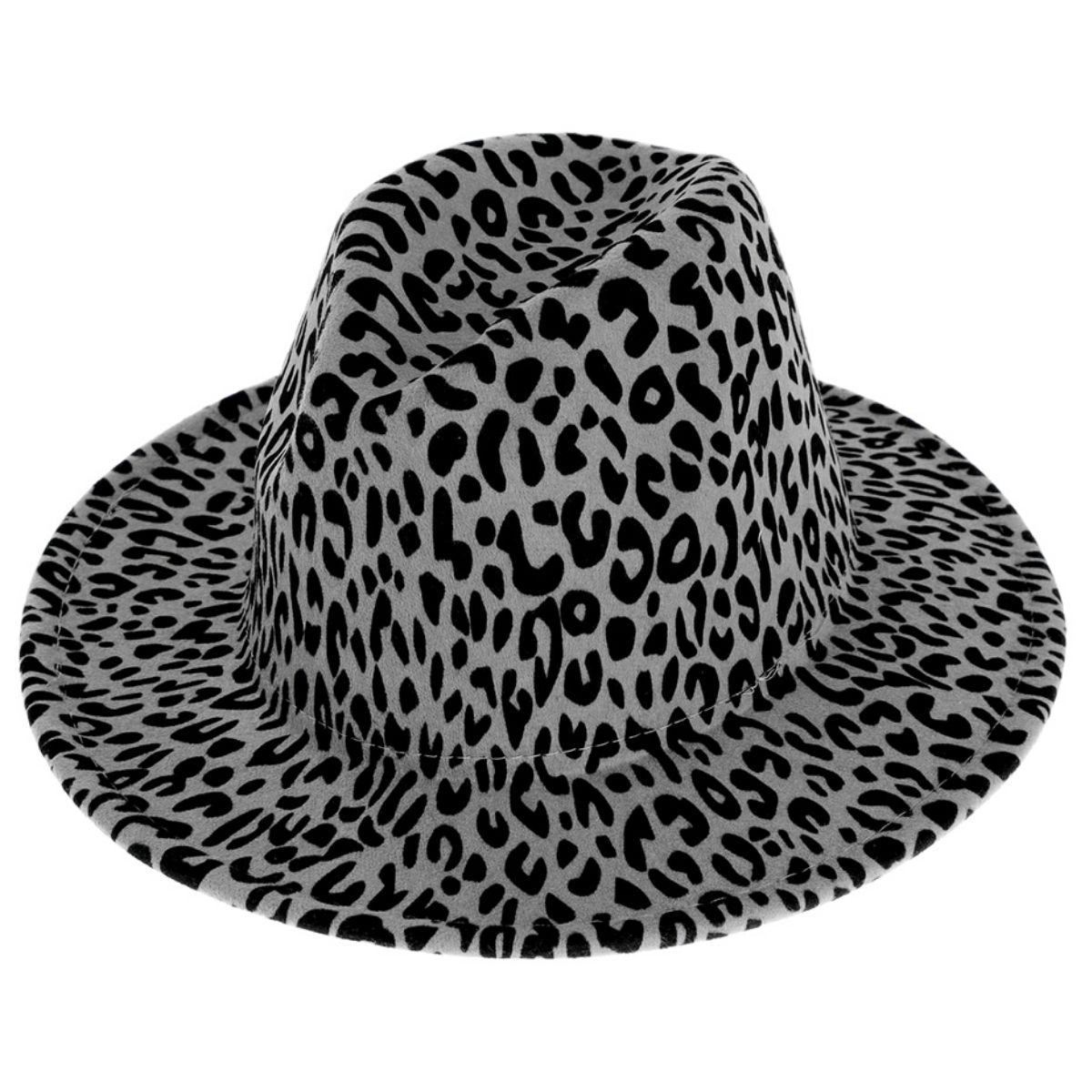 Gray Leopard Print Fedora