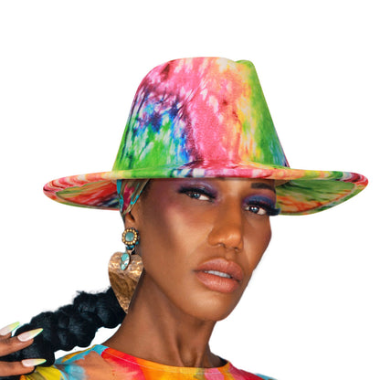 Rainbow Tie Dye Fedora
