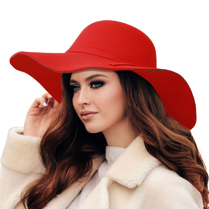 Red Wide Brim Floppy Fedora