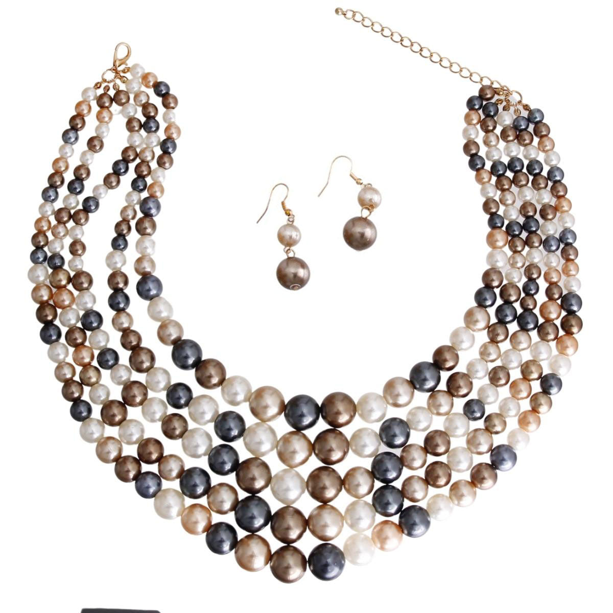 Neutral Multitone 5 Layered Pearl Set