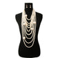 Long Layered Strand Cream Pearl Set