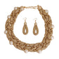 Gold and Pearl Braided Collar Necklace