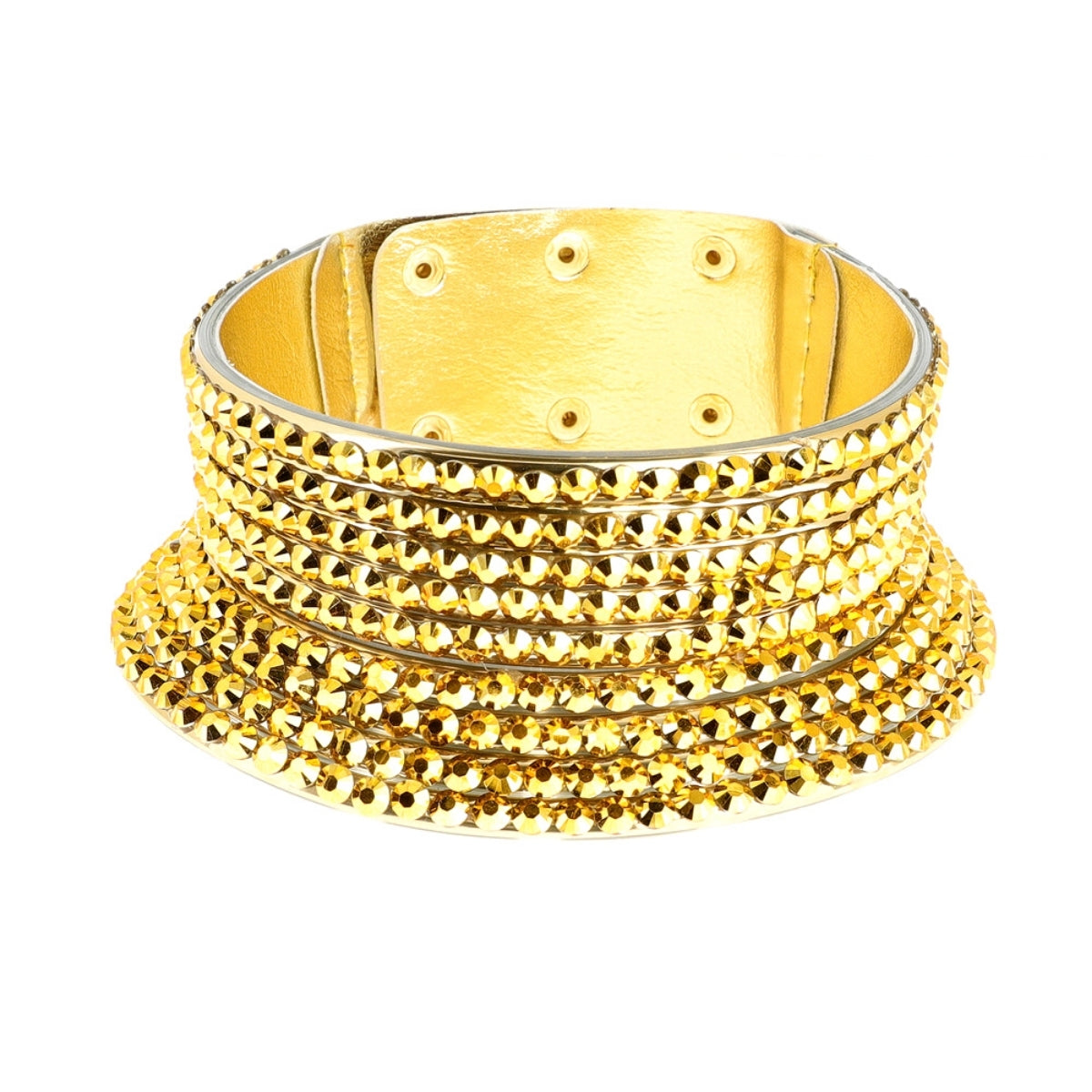 Gold Faux Leather Crystal Choker