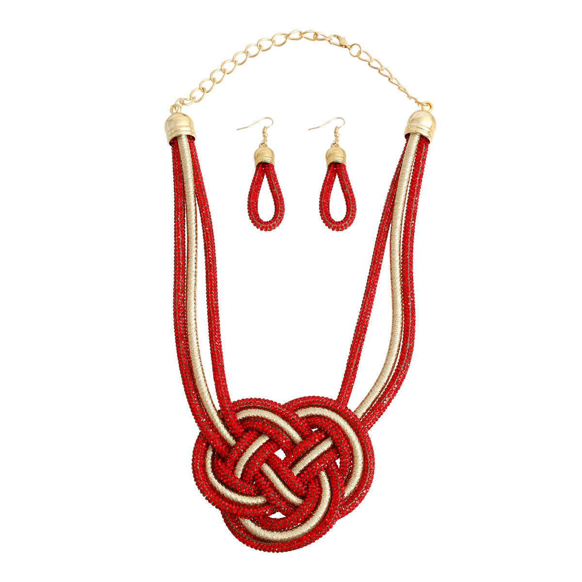 Red Rhinestone Cord Necklace