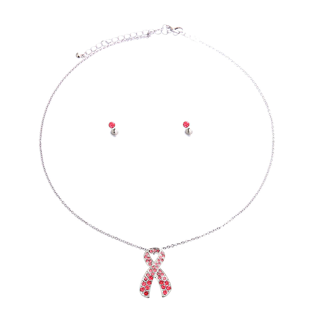 Pink and Silver Breast Cancer Necklace