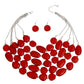 Red Cracked Stone Bead Layered Necklace Set