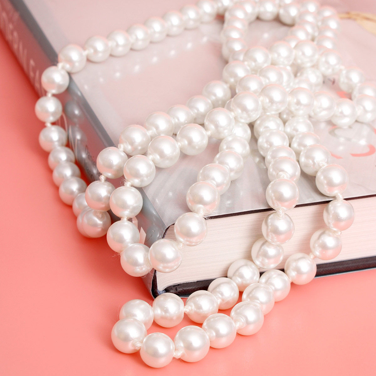 Necklace White Glass 12mm Pearls for Women