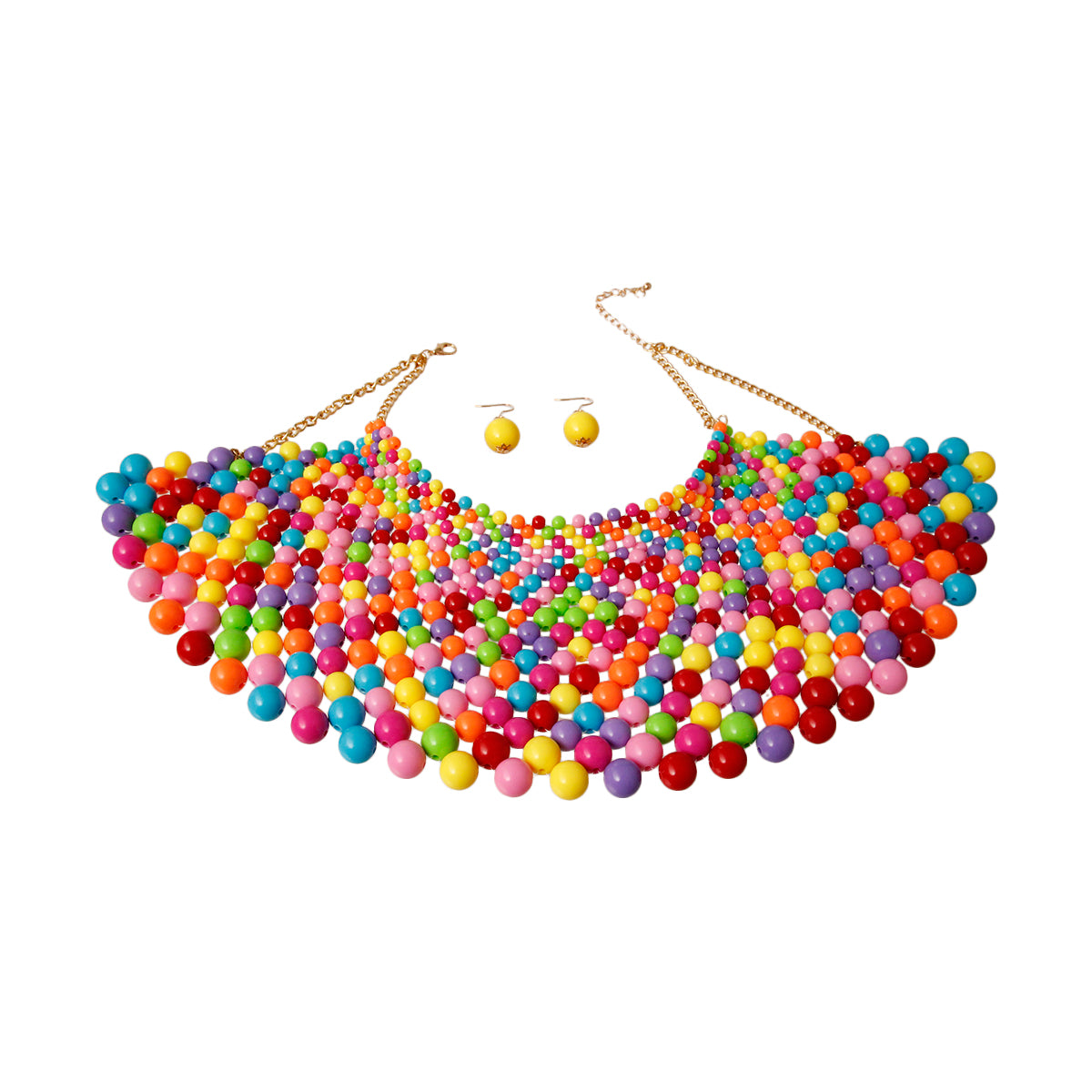 Rainbow Bead Bib Necklace Set