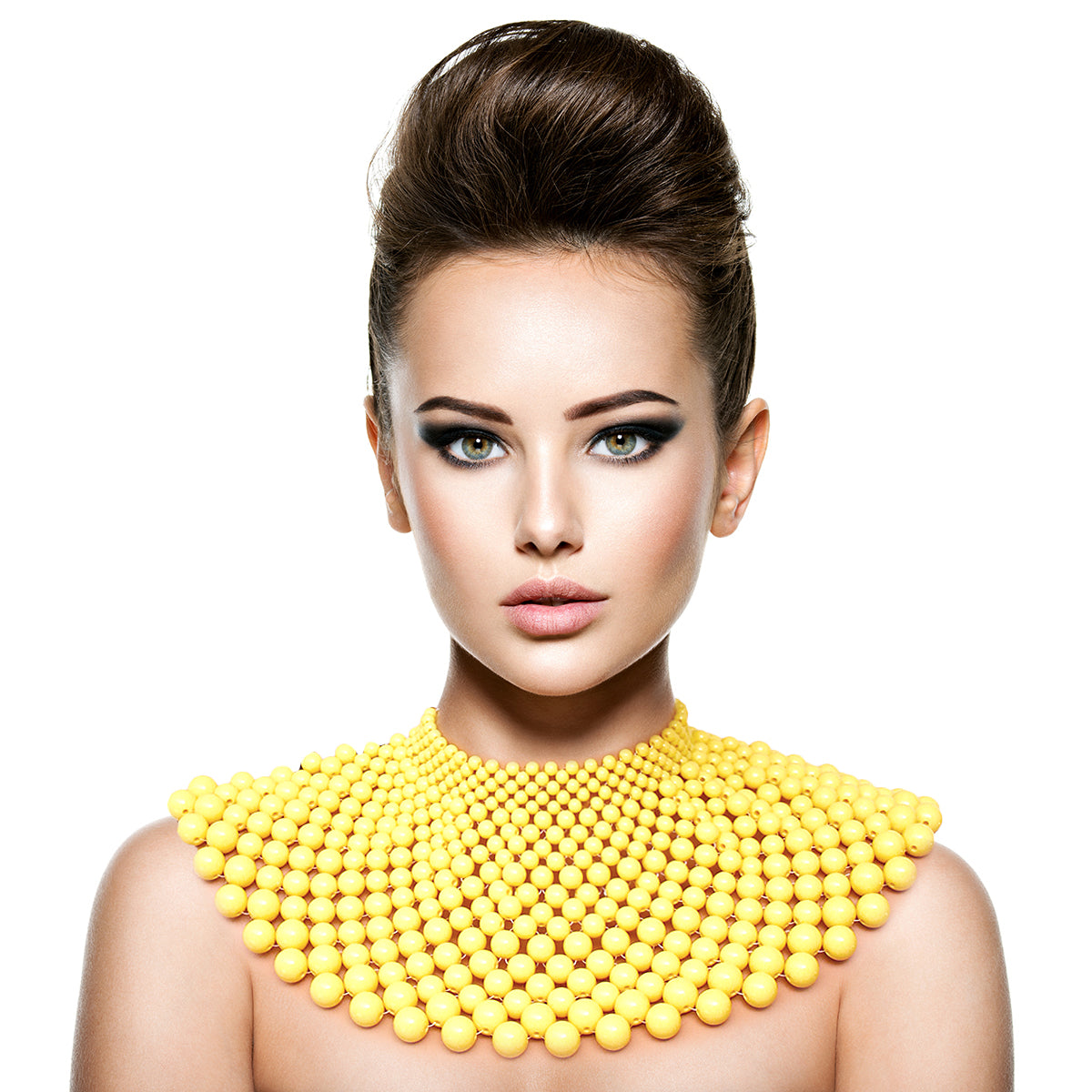 Yellow Bead Bib Necklace Set