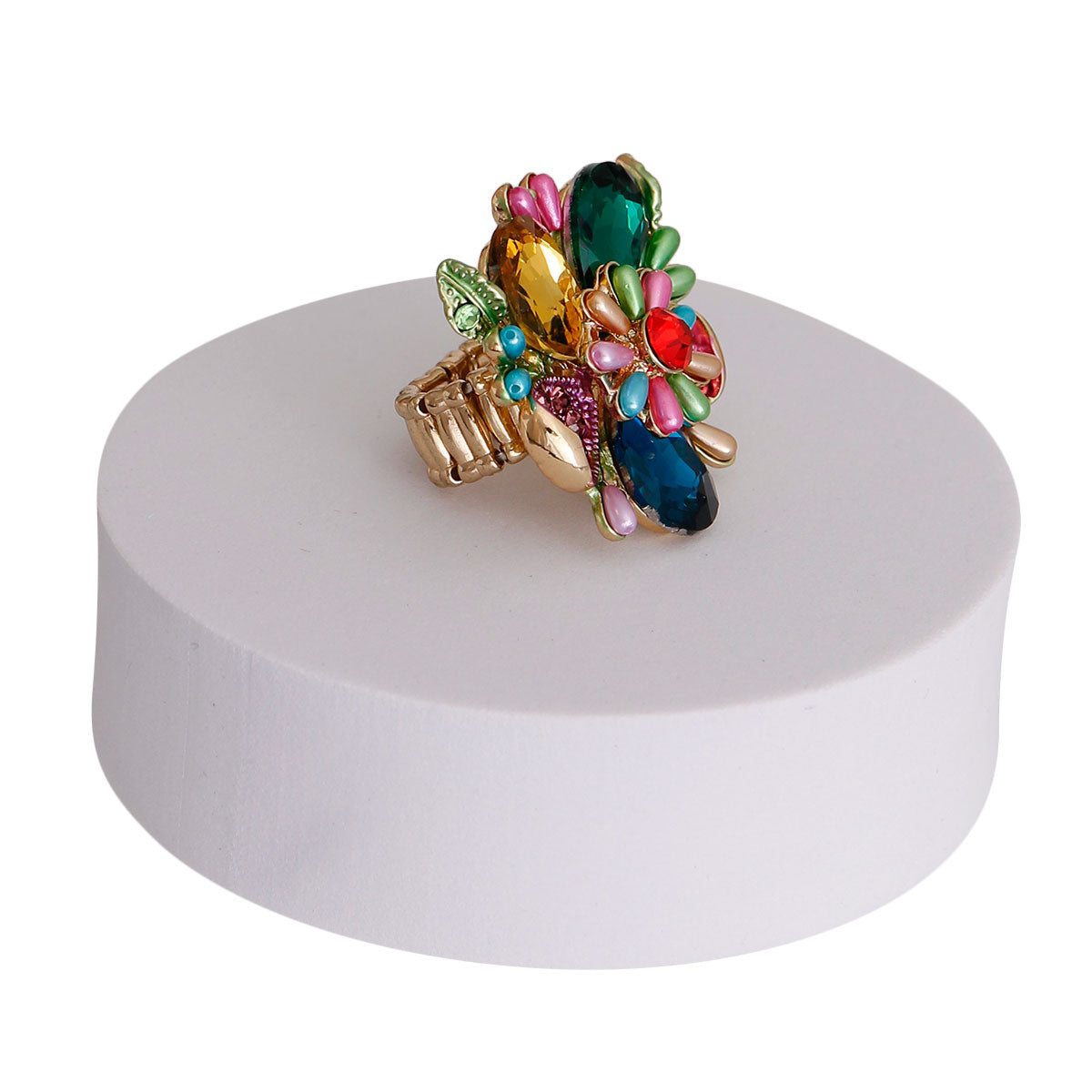 Multi Color Teardrop Pearl Flower Ring