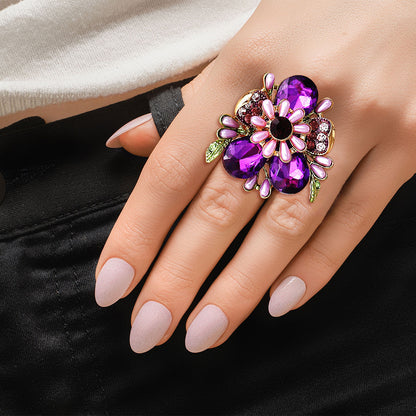 Purple Teardrop Pearl Flower Ring