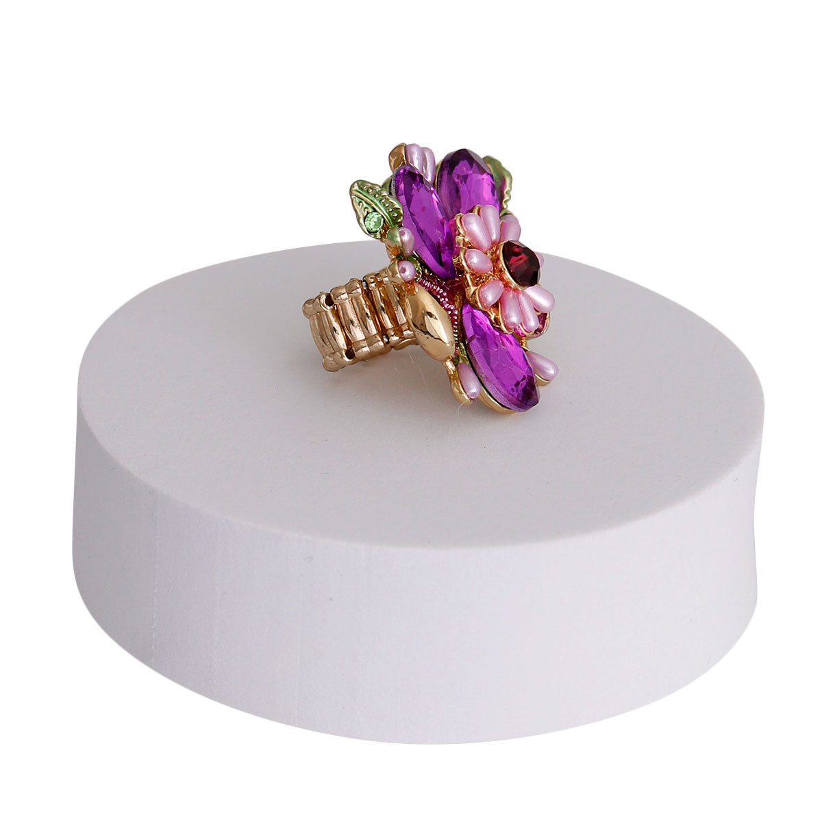 Purple Teardrop Pearl Flower Ring